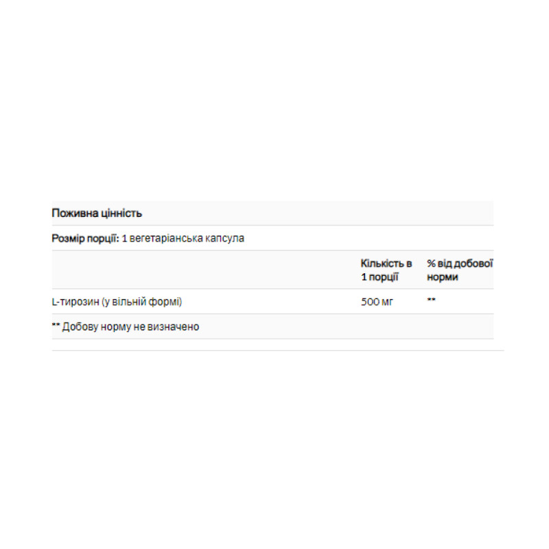 L-Tyrosine 500mg - 100 vcaps