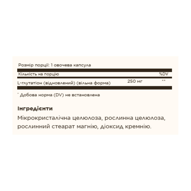 Reduced L-Glutathione 250mg - 30 vcaps