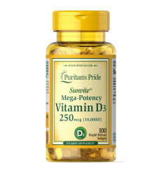 Vitamin D3 250mcg(10000 IU) Mega-Potency - 100 softgels