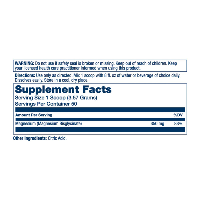 Magnesium Glycinate Powder - 279g Unflavored
