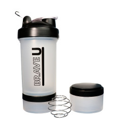 Shaker with containers 3 in 1 - 600ml Transparent