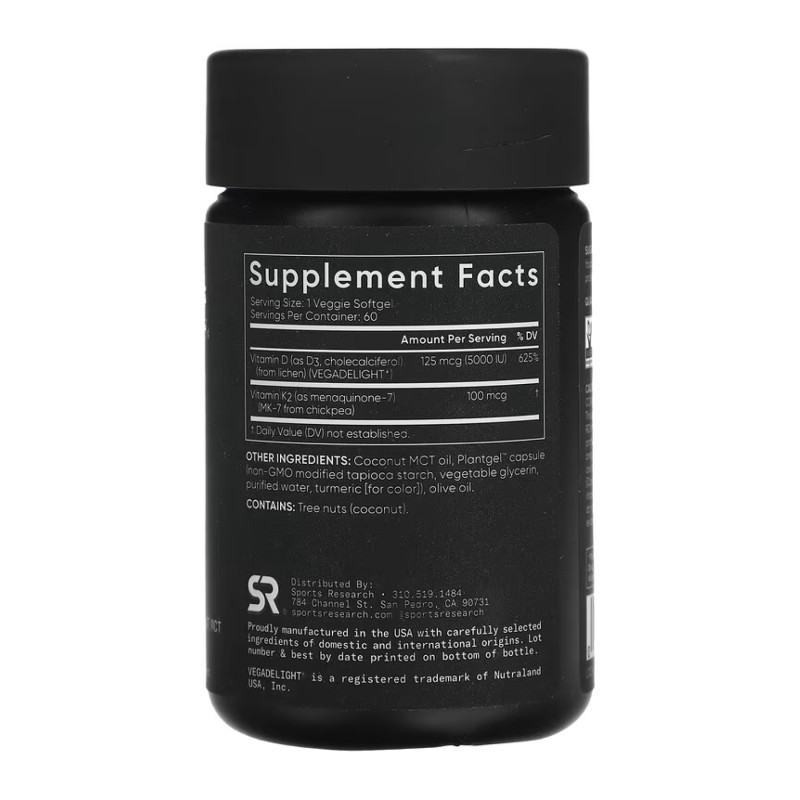 Vegan D3 5000iu + Vitamin K2 100mcg - 60 softgels