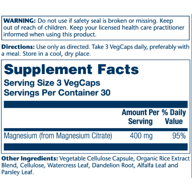 Magnesium Citrate 400mg - 90 vcaps (Без етикетки)