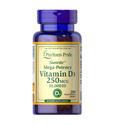 Vitamin D3 250mcg (10000 IU) Mega-Potency - 200 softgels