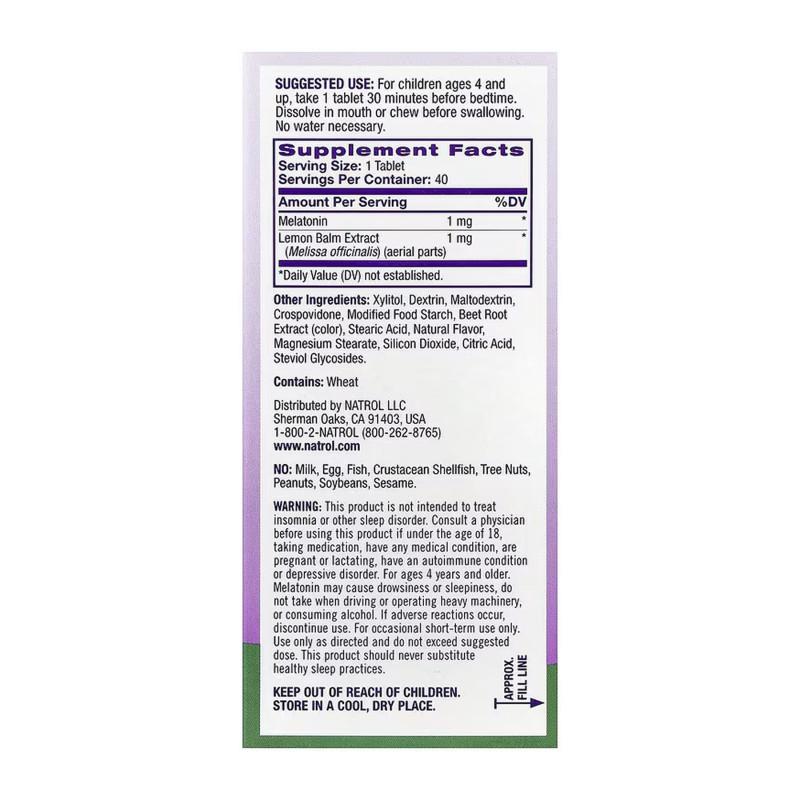 Kids Melatonin 1mg - 40 tabs