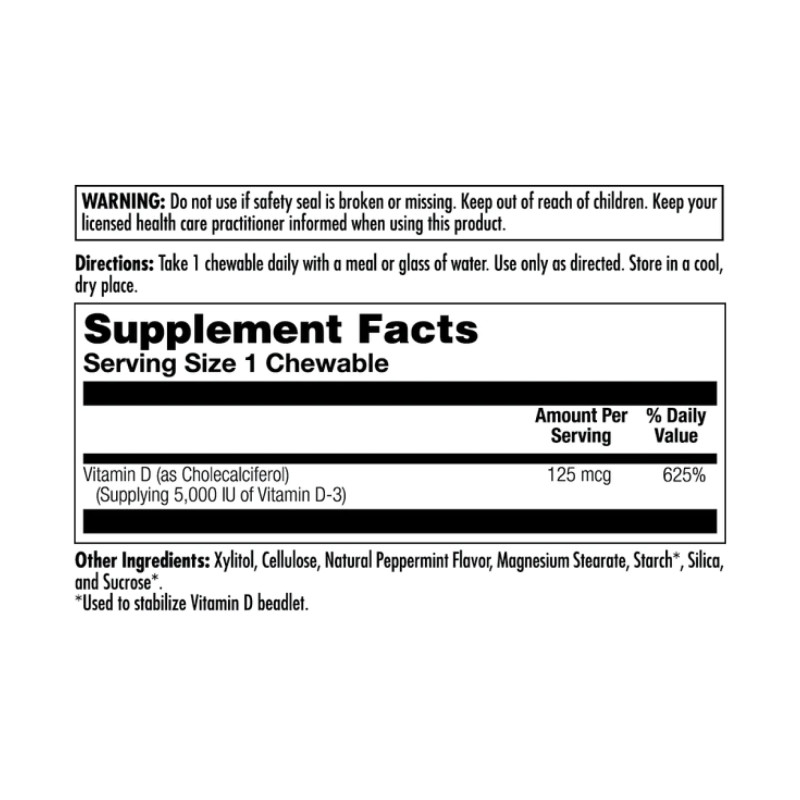 D-3 5000 IU 125mcg - 60 chewables