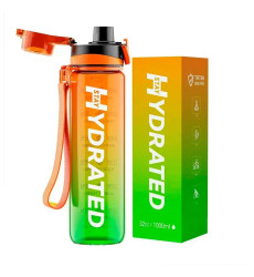 Hydrated Water Bottle - 1000ml Tritan Green Orange (Пошкоджена упаковка)