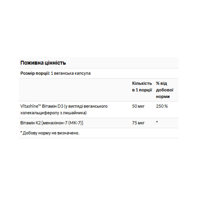 Vitamins D3 & K2 2000 Iu & 75mcg - 60 vcaps