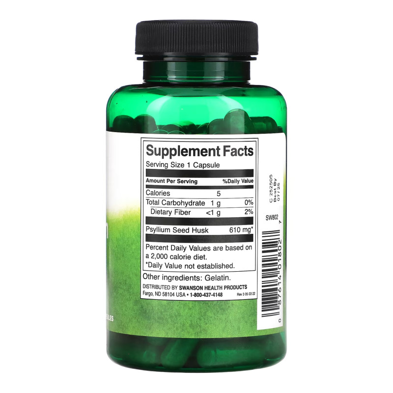 Psyllium Husks 610mg - 100 caps