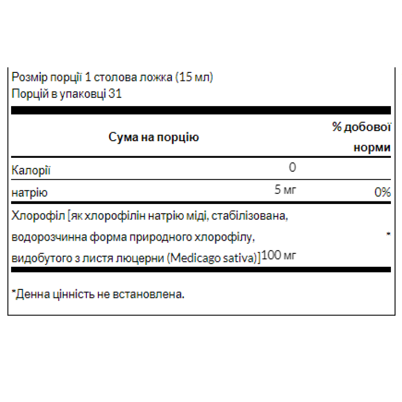 Liquid Chlorophyll 100mg - 473ml (16FL OZ) (Пошкоджена банка)