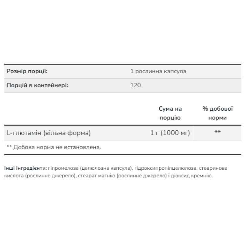 L-Glutamine 1000mg - 120 vcaps