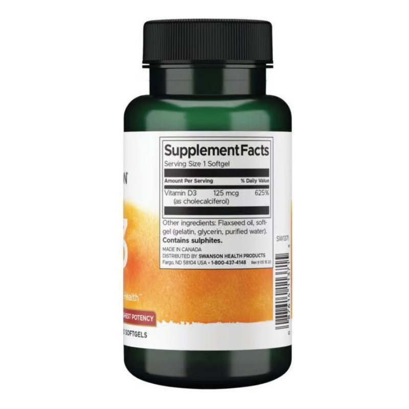 Vitamin D3 Highest Potency 5,000 IU (125 mcg) - 250 sgels (Пошкоджена етикетка)