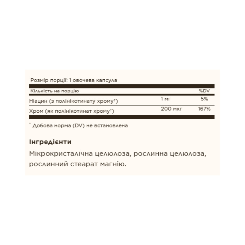 Chromium Polynicotinate 200mcg YeastFree - 100 vcaps