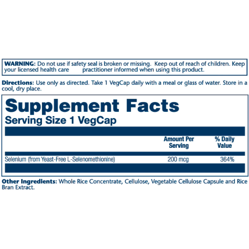 Selenium Yeast Free 200mcg - 90 vcaps (Без етикетки)