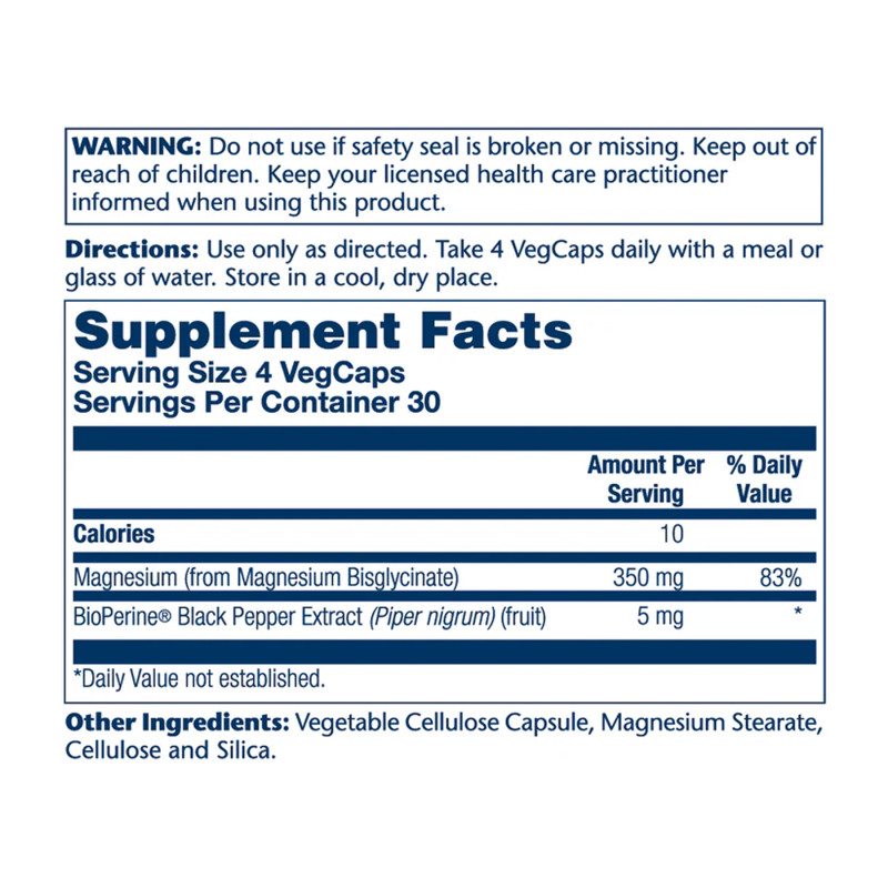 Magnesium Glycinate 350mg - 120 vcaps