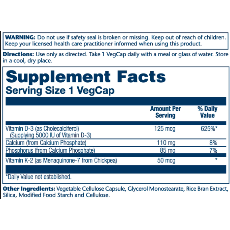Vitamin D-3 & K-2 - 60 vcaps (Затерта дата)