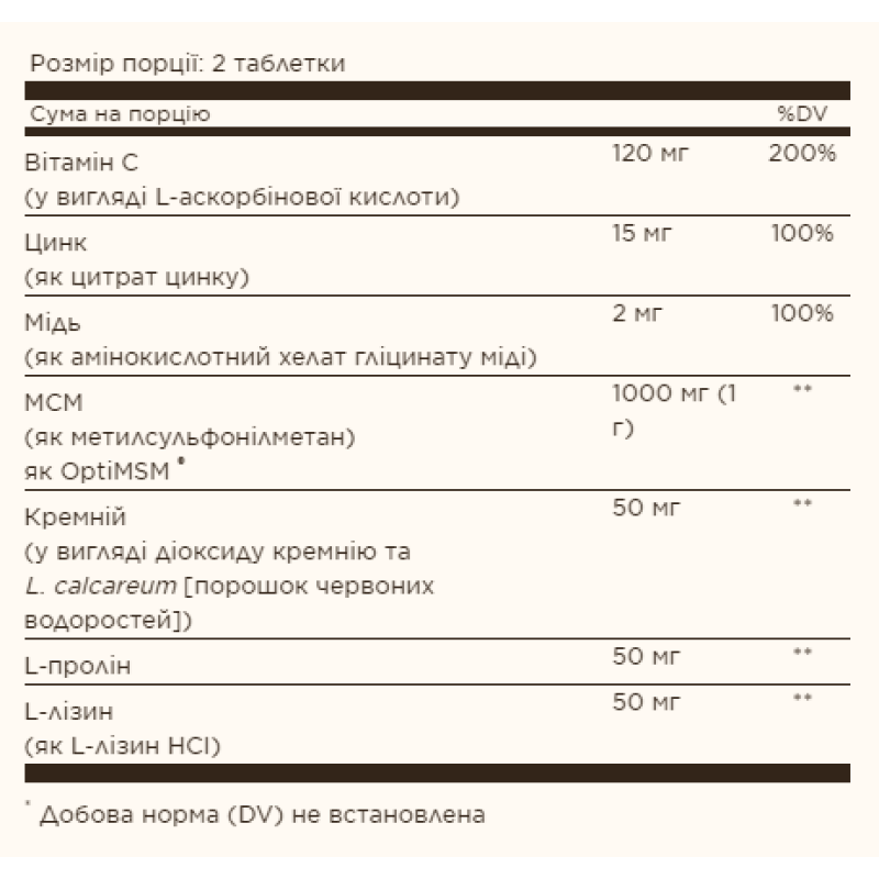 Skin Nails & Hair Advanced MSM - 120 tabs (Пошкоджена етикетка)
