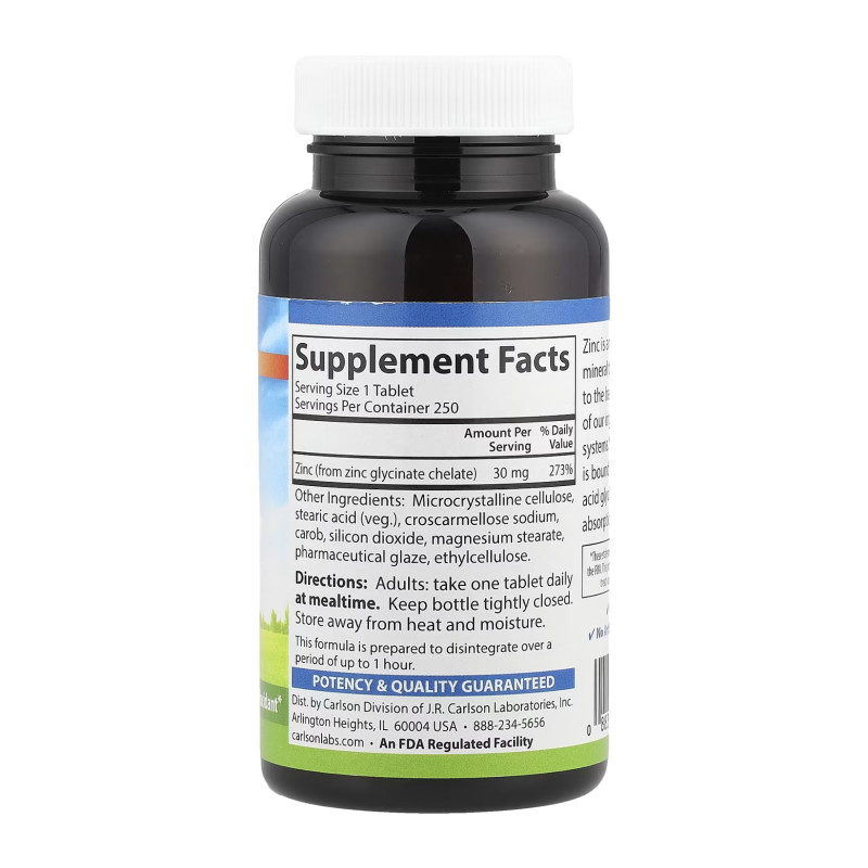 Chelated Zinc - 250 tabs