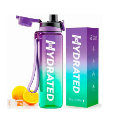 Hydrated Water Bottle - 1000ml Tritan Green Purple (Пошкоджена упаковка)