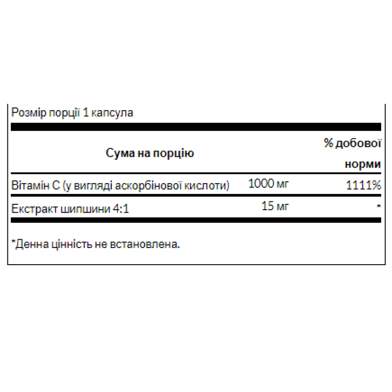 Vitamin C with Rose Hips 1000 mg - 90 caps (Пошкоджена етикетка)