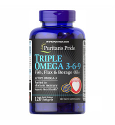 Triple Omega 3 6 9 Fish Flax Borage Oils - 120 Softgels