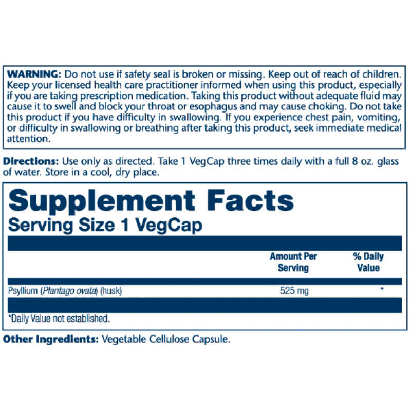 Psyllium Husk 525mg - 100 vcaps (Пошкоджена банка)