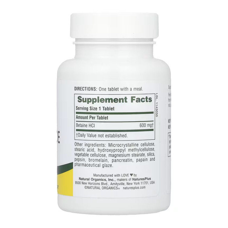 Betaine Hydrochloride 600mg - 90 tabs