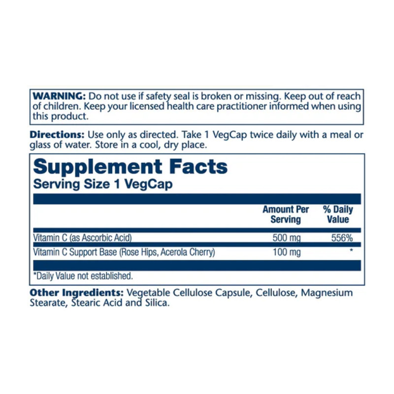 Vitamin C with Rose Hips & Acerola, Timed Release 500mg - 100 vcaps