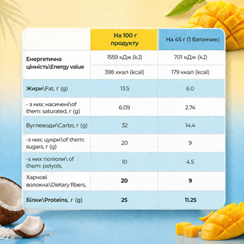 Protein Bar - 12x45g Mango Coconut