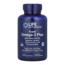 Super Omega-3 Plus EPA/DHA Fish Oil, Sesame Lignans, Olive Extract, Krill & Astaxanthin - 120 softgels