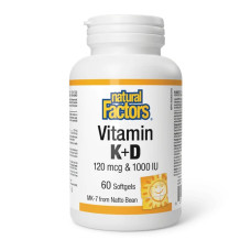 Vitamin D3 & K2 25 mcg (1000 IU) & 120 mcg - 60 softgels