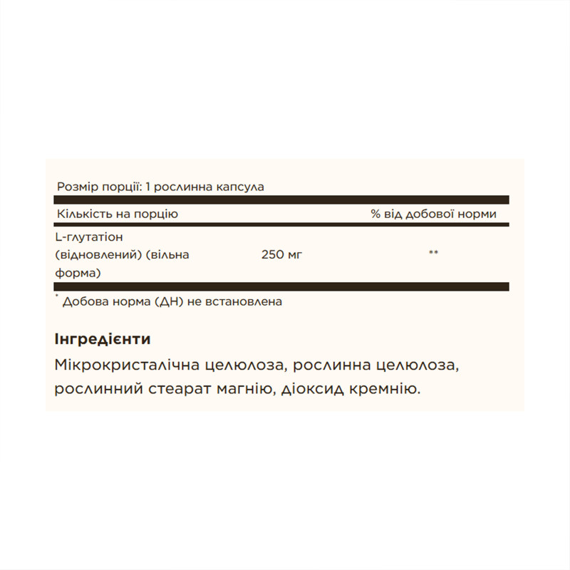 Reduced L-Glutathione 250 mg - 60 caps