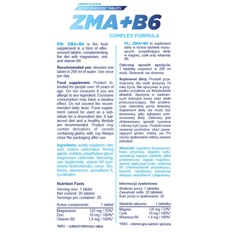 ZMA+B6 - 20tab Lemon
