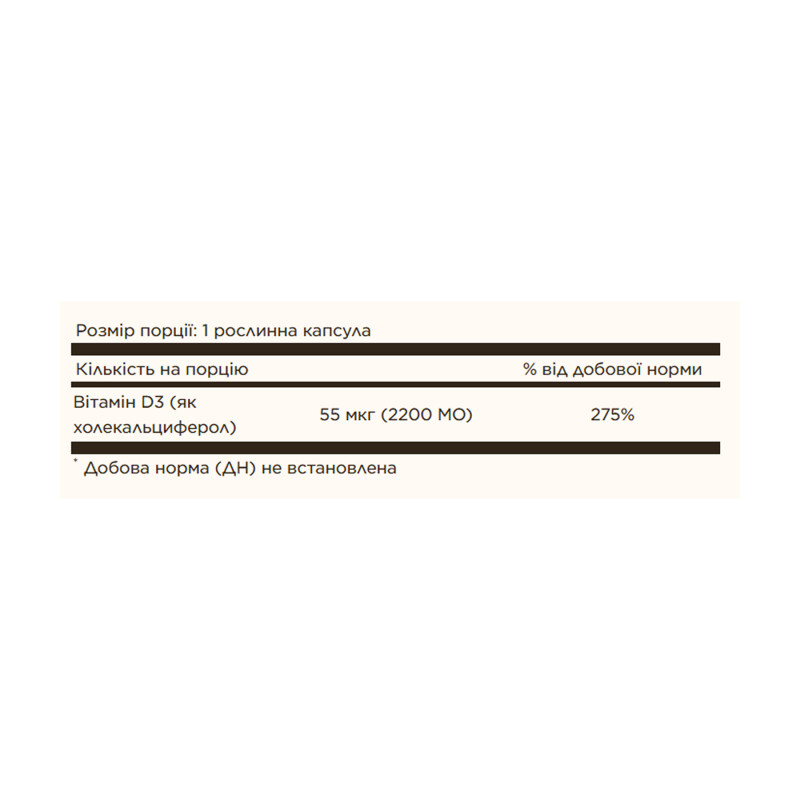 Vitamin D3 (Cholecalciferol) 55 mcg (2200 IU) - 50 vcaps