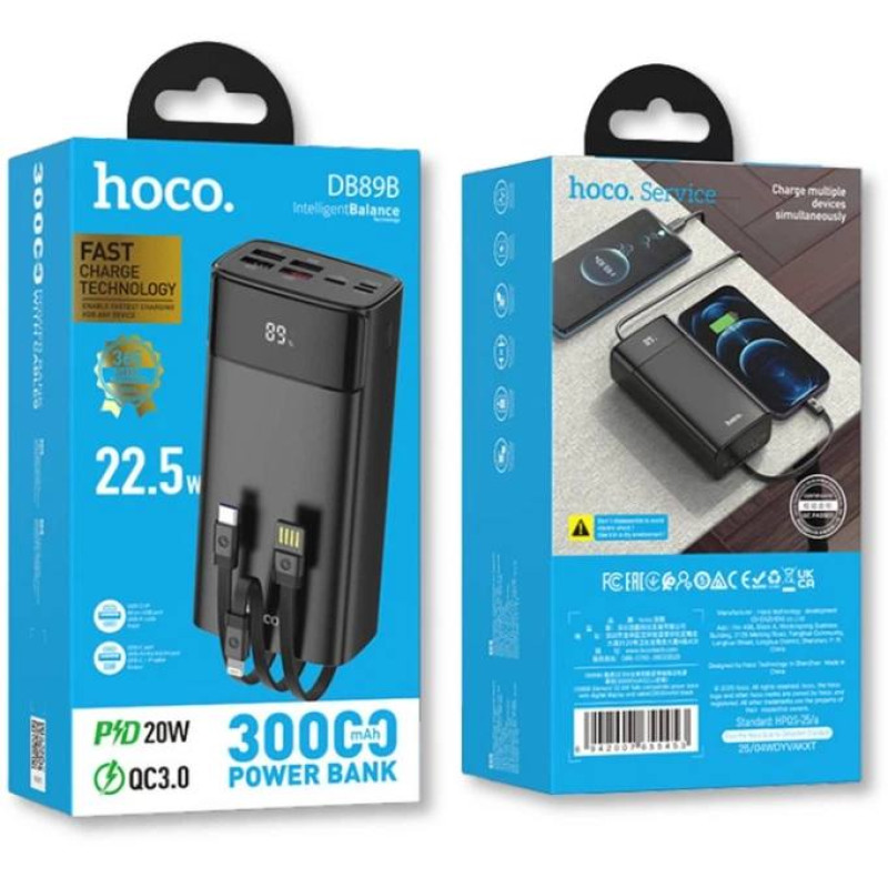 Павербанк УМБ Hoco DB89B Element 30000 mAh 22.5W Black