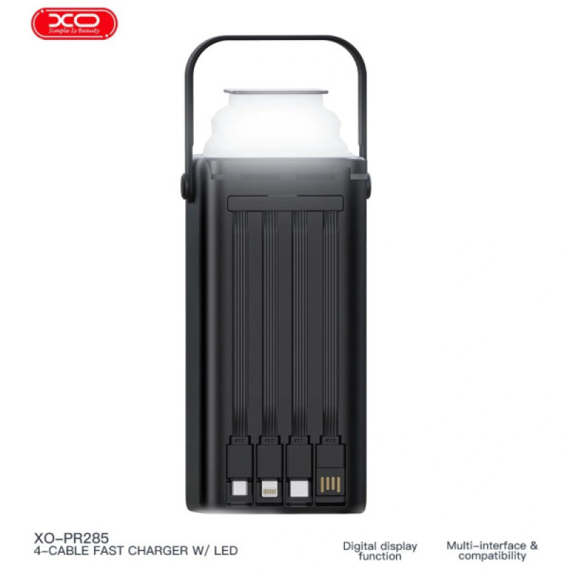 Павербанк XO PR285 PD20W+QC22.5W Four Cables + Lighting Fast Charging 30000mAh