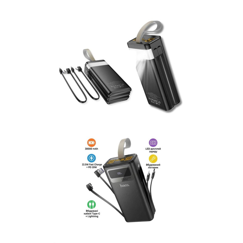 Павербанк Hoco DB58 Plentiful 30000 mAh (22.5W, Black)