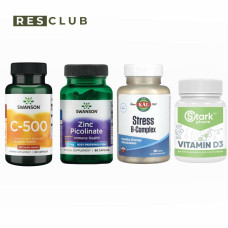 Набір «Імунітет та антистрес»: Vitamin C + Zinc + Stress B-Complex + Vitamin D3