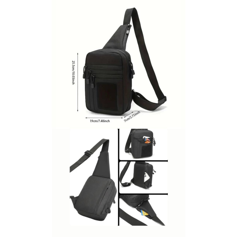Набір-двійка: тактична нагрудна сумка «Molle Chest Pack» (чорна) + термочашка Cofee (чорна)  510 мл.
