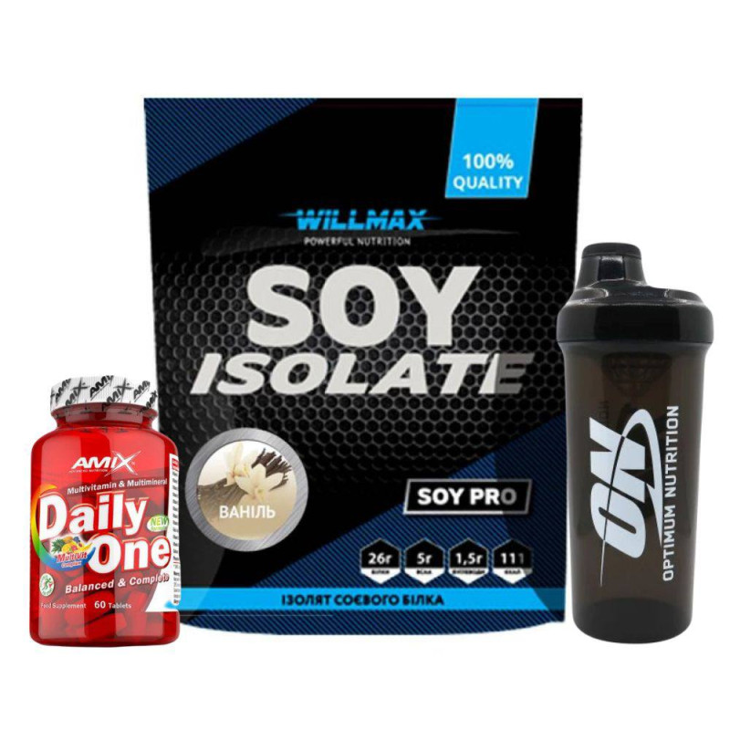Набір-трійка SOY BALANCE: протеїн ваніль + AMIX Daily One + шейкер