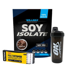 Набір-трійка SOY BALANCE: протеїн шоколад + Nutrend MultiVitamin + шейкер
