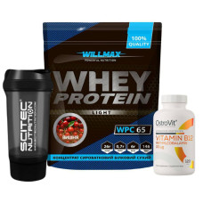 WHEY BALANCE CHERRY (набір 3 в 1): протеїн whey вишня + вітамін B12 + шейкер