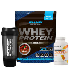 WHEY BALANCE CHERRY (набір 3 в 1): протеїн whey вишня + вітамін B12 + шейкер
