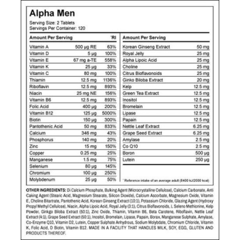 Alpha Men Super Multi Vitamin - 120 tabs