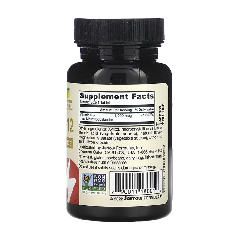 Methyl B12 & Methyl Folate 1000mcg - 100 chewable tabs Lemon