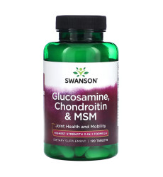 Glucosamine, Chondroitin & Msm Highest Strength3-in-1 Formula - 120 tabs (Пошкоджена етикетка)
