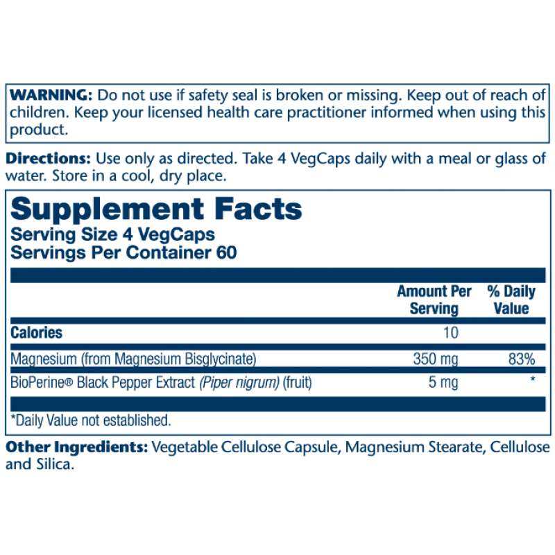 Magnesium Glycinate 350mg - 240 vcaps (Пошкоджена банка)