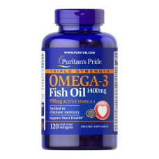 Triple Strength Omega-3 Fish Oil 1400 mg (950 mg Active Omega-3) - 120 softgels (Без етикетки)