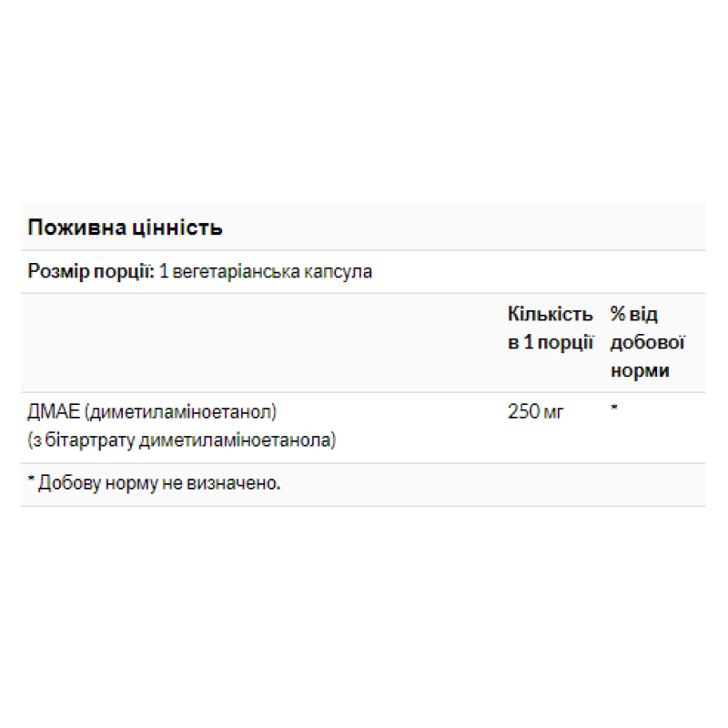 Dmae 250mg - 100 vcaps (Пошкоджена етикетка)