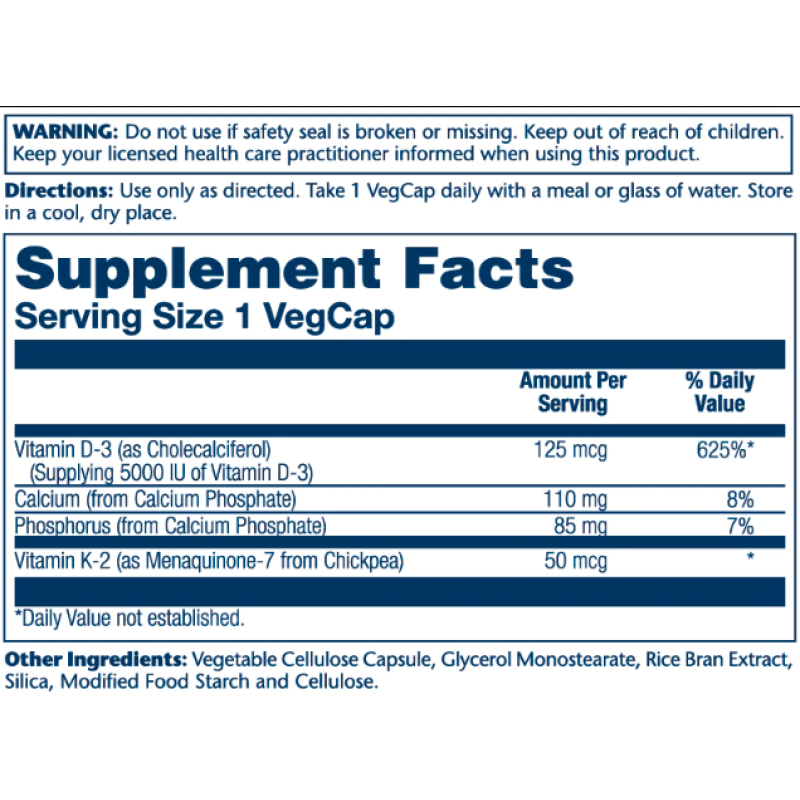 Vitamin D-3 & K-2 - 120 vcaps (Пошкоджена банка)